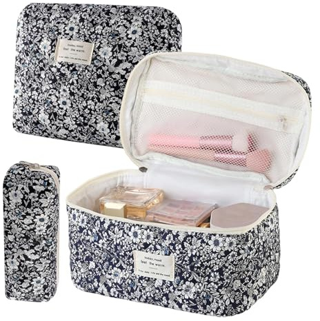 Travel Makeup Bag - The Flat Lay Cosmetic Bags Organizer Case Electronic Pouch for Large Hanging Travel Essentials Personalized Initial Makeup Bag, Birthday Personalised Name