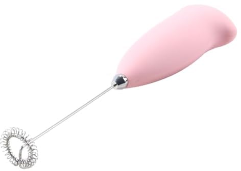 Ubric Mousseur à lait électrique - Mélangeur de mousse de lait en quelques secondes - Boîtier Soft Touch avec batteur en mousse en acier inoxydable (rose)
