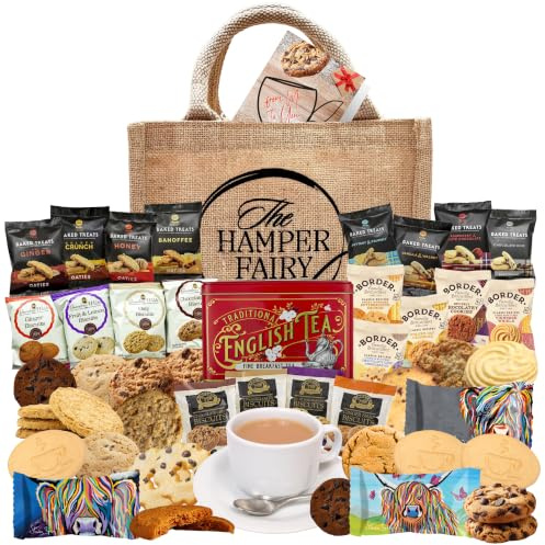 Advent Calendar Individually Wrapped Biscuits & Tea Gift |The Hamper Fairy | Assortment of 24 twin-packs of Scottish shortbreads, oaties & sweet biscuits, with 40 tea bags of English Breakfast Tea blend
