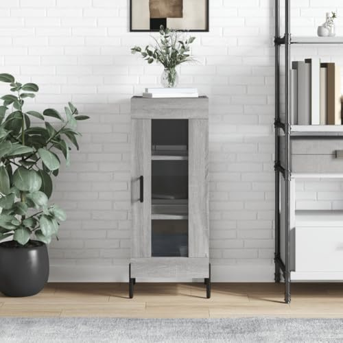 HFXHIJXQ Sideboard Grau Sonoma 34,5x34x90 cm Holzwerkstoff mit Glastür, Modernes Highboard mit Vintage-Touch, Stauraum-Schrank für Wohnzimmer Flur Küche
