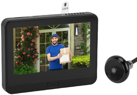 Mumusuki Cámara de Mirilla, Visor de Mirilla de Puerta WiFi 1080P con Pantalla LCD de 4,3 Pulgadas, Detección de Movimiento, Visión Nocturna, Audio de 2 Vías, para Puerta de Entrada de