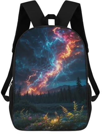 sinyumoney Rucksack mit 3D-Druck für Kinder, niedlich, Corgi Dog, leuchtend, Schultasche für Kinder, Reisetasche, modische Büchertasche, großer Rucksack, A Storm Rages Above A Lush, 17