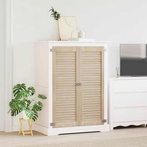 QUAHEAS Puerta de armario 2 piezas madera de pino maciza natural 110 x 2,1 x 39,5 cm puerta frontal para armario empotrado armario cocina salón con apertura y bisagra para renovación