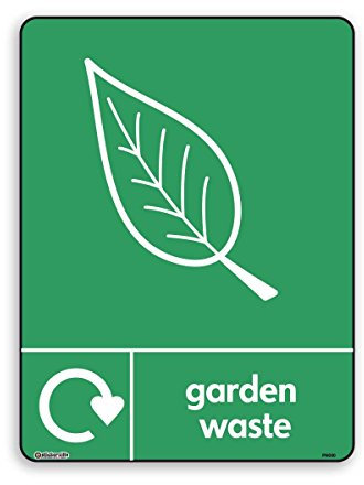 Garden Waste Bin StickerSign - WRAP, Self Adhesive Vinyl [A6 100mm x 150mm]