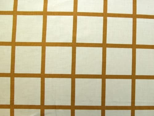 Stoff Rico – Toile de Jouy – großen Karos gold reichen – Boden Weiß – von 10 cm (passgenau)