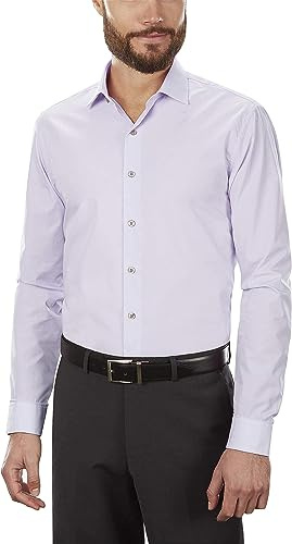 Kenneth Cole Dress Shirt Slim Fit Solid Camicia Elegante, Lilla, 38 cm-39 cm Collo 81 cm-84 cm Manica (Medium) Uomo