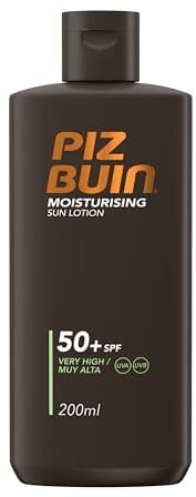 Piz Buin Feuchtigkeitsspendende Sonnenlotion SPF50+, 200ml (Verpackung kann variieren)