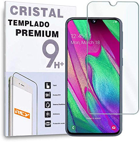 REY Bildschirmschutz aus gehärtetem Glas für Samsung Galaxy A40, Schutzfolie, Displayschutzfolie 9H+ Härte, Anti-Kratzen-Öl-Bläschen