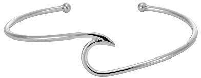 Silverly Ocean Wave Thin Solid Silver Bangle - Beach Inspired Sterling Silver Bracelet for Women - Wavy Silver Torque Bangle - Adjustable Cuff Bracelets for Teenage Girls