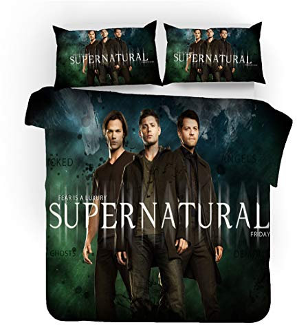NICHIYO Supernatural Season Bettwäsche Set - Bettbezug und Kissenbezug,Mikrofaser,3D Digital Print dreiteiliger Bettwäsche(Bettbezug + Kissenbezüge) (5,Super King 260x220cm)