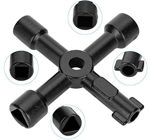 4 Way Key - Radiator Bleed Key, Utility Key Electric Box Key Gas Meter Key for Meter Reading, 4-way Service Multi-Functional Utility Key Panel Key Electric Cupboard Key Radiator Keys(Black)