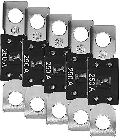 Offgridtec 5er Set MEGA-Sicherung 250A 32V, DC Hochstromsicherungen 12V/24V, Überlast- & Kurzschlussschutz, Kupferkern, Nylongehäuse, Universelle Passform für Wechselrichter & Batteriekabel