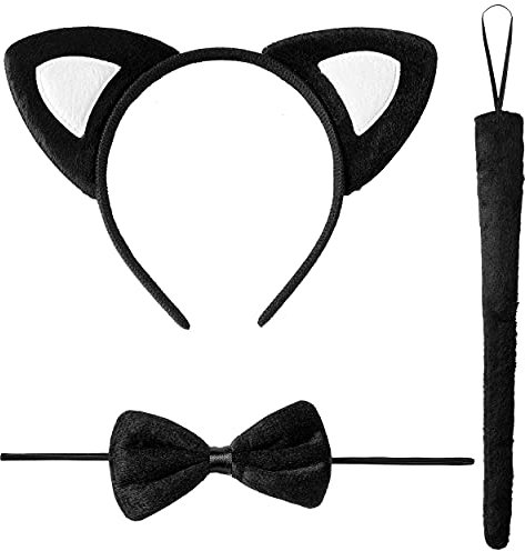 REDSTAR Children’s Mouse Ears, Tail and Bow Tie – Black 3pc Kids Mouse Costume, Animal Fancy Dress, Halloween, Cosplay, Unisex Children’s Party Costume Accessories