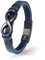 UNIQAL | Unendlichkeit Leder Armband INFINITY Herren | Edelstahl/Echtleder Schwarz und Braun + Geschenk Etui box (Blau, 21)