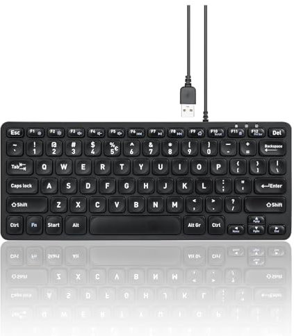 Perixx PERIBOARD-432 Wired Mini USB Keyboard - X Type Scissor Keys - Big Print Keys - US English QWERTY…