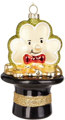 BRUBAKER Topf mit Gold und Kleeblatt Schwarz Gold - Handbemalte Weihnachtskugel aus Glas - Mundgeblasener Christbaumschmuck Figuren Lustig Deko Anhänger Baumkugel - 12,5 cm