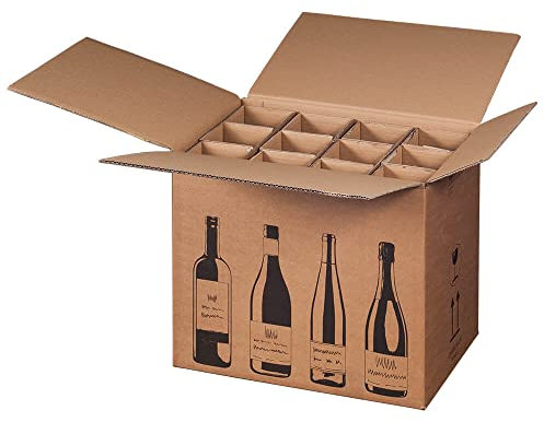 5x Flaschenversandkarton für zwölf Weinflaschen mit DHL-Zertifikat (PTZ) - 12er Weinkarton 5 Stück