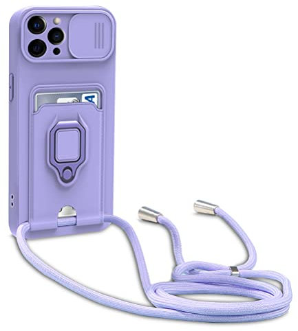 yanasuo Cordon de Coque Compatible avec iPhone 12 Pro Max, Collier pour Étui Colliers de cellulaire, Silicone Cover Protection de la Caméra Étui Lanyard Case-Pourpre
