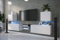 Furnitech D144 Modernes Wohnzimmer Wohnwand Wohnschrank Schrankwand Mediawand Möbel MATT (LED blau, D144N-21W-M4-1C)