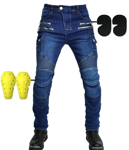 SHUOJIA Hombres Y Mujeres Pantalones De Motociclismo Para Pantalones De Carreras De Motocross Con Pantalones Anti Caída,Jeans De Moto, 4 X Equipo De Protección (A12,XL)