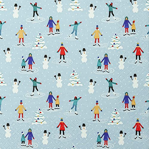20 Servietten Schlittschuhlaufen | Eislaufen | Wintersport | Menschen | Kinder | Winter | Weihnachten | Tischdeko | Decoupage | Serviettentechnik 33x33cm