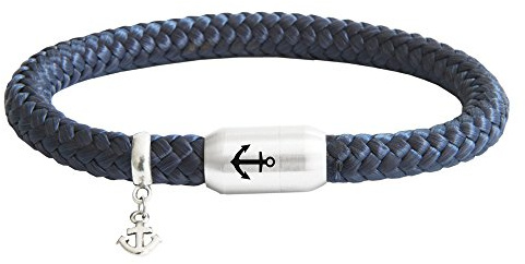 Das Original Segeltau-Armband, Unisex, mit hochwertigem Magnetverschluss & Anker Gravur, Anker-Anhänger, geflochten, handmade, 8 mm Durchmesser, für Damen & Herren, hochwertig verarbeitet & stilvoll