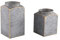 PTMD Arandi Pot de Fleur rectangulaire - 12 x 12 x 27 cm - Ensemble de 2 - Zinc - Gris