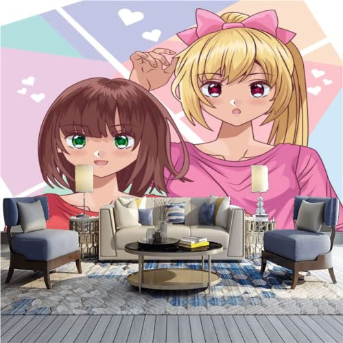 GIVLWF Papier Peint de Anime Manga Fille, Anime Japonais Brun Doré Jeune Fille Panoramique Déco Mural pour Salon Chambre D'Enfant Décoration Murale - 150 x 105 cm
