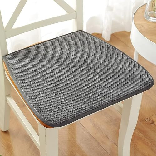 Reine Farbe Stuhlkissen Sitzkissen mit Haltebändern, Cord Sitzauflage für Innen, Anti-Rutsch, Keine Füllung, D Form Dicke 1cm,Dark Gray,50x48cm