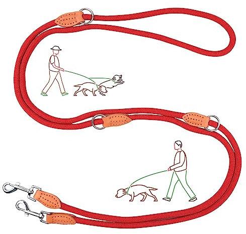 Getervb Hundeleine kleine Hunde leicht 3M Verstellbar Doppelleine Umhängeleine Nylon Führleine Hund Robust und Bissfest