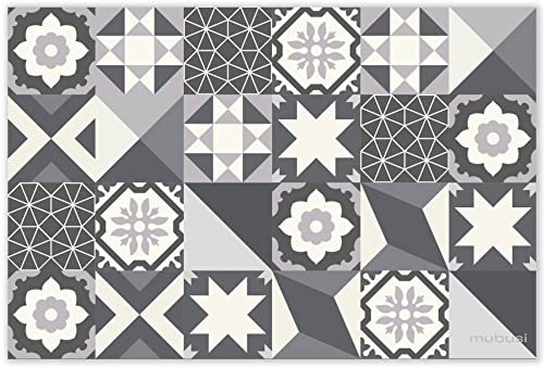 mubusi Tapis Vinyle du Sol Cuisine Salon - Différentes Tailles - (Hydraulique Porto Gris 40x60 cm)