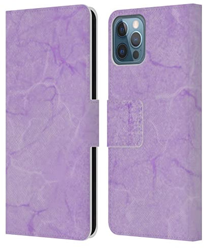 Head Case Designs Offizielle Suzan Lind Violett Pastellfarbener Marmor Leder-Wallet-Hülle Kompatibel mit Apple iPhone 12 / iPhone 12 Pro
