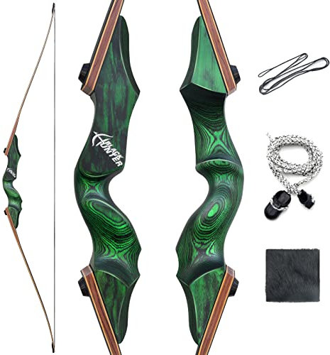 OUBOTER Black Hunter 60 Zoll Traditioneller Langbogen Jagd Bogen 20-60lbs Bogenschießen Reiterbogen Sportbogen Erwachsene Holzbogen Für Linke Hand Zum Jagen Und Schießen (55LBS)