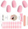 EBANKU 20PCS Smalto Adesivo per Unghie, Smalto Rosa Unghie Gel Adesive UV Smalto Adesivo Gel UV Full Wraps Lampada UV/LED con Lima e Stick per Donne Ragazze