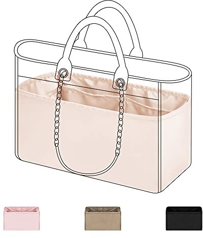 DGAZ Tasche Organizer Einsatz, Seide Innentasche für Chanel Deauville Tote S/M/L Tasche, Leicht Taschenorganizer Shaper Einsatz für Handtasche Damen (Craie, Deauville Medium)