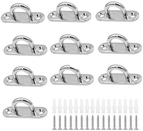 Dfuqanb 10 PCS M5 Hebillas puerta ovaladas acero inoxidable, Gancho de Techo, Anclaje pared, Acero Inoxidable Anillo de Gancho, Apta para colgar redes, cuerdas, etc