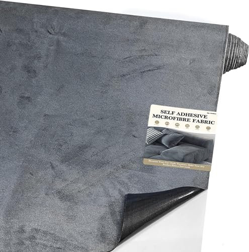 Mikrofaserstoff Selbstklebend für Cockpit,Wildleder Optik Kunstleder,Kunstleder Wildleder Optik Stretch Dehnbar Stoff Velours (Dunkelgrau, 150 * 40cm)