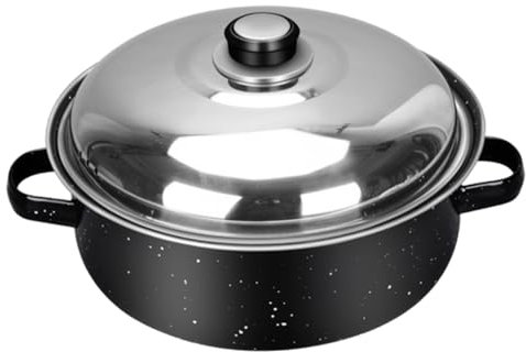 Zerodeko Casserole Pan Roasting Dish Lid Roasting Tin Chestnut Potato Stove Iron Potato Pot