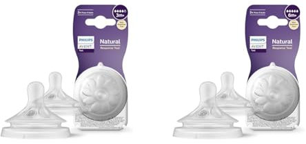 Philips Avent Natural Response Sauger & Avent Natural Response Sauger – 2x Sauger für Babyflaschen mit Durchflussstärke 5, für Babys ab 6 Monaten, BPA-frei (Modell SCY965/02)