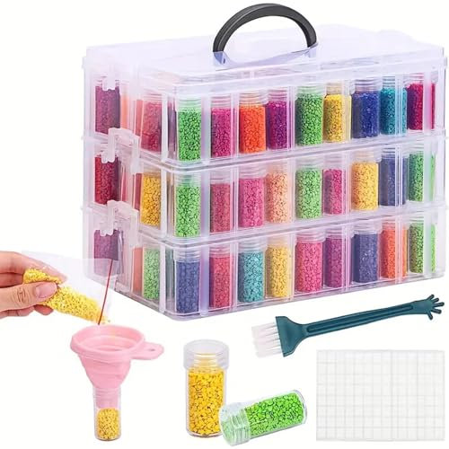Huacan Diamond Painting Storage Container 150 Slots Bead Organzier with Diamond Painting Accessories and Tools for DIY Diamond Art