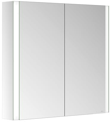 Keuco Spiegelschrank Royal Linde mit 2 Türen, 80 cm, Vorbau, LED, dimmbar, Made in Germany, Aluminium-Korpus, Seiten verspiegelt