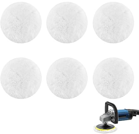 6 Stück Lammwolle Polierscheiben, 125mm Wolle Polierpads, Lammwolle Auto Polierscheiben, Polierpads Polierhauben Polieraufsatz für Auto Poliermaschine, Autoscheinwerfer, Korkböden Usw
