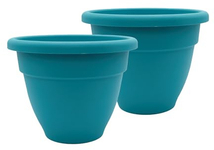 The HC Companies Lot de 2 Pots de Fleurs, Bleu Sarcelle poussiéreux, 35,6 cm