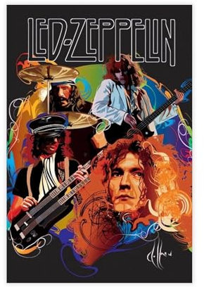 hlacr Poster con Led e Zeppelin English Rock Band Wall Art Deco Poster su tela, decorazione per camera da letto, ufficio, camera da letto, regalo, 30 x 45 cm