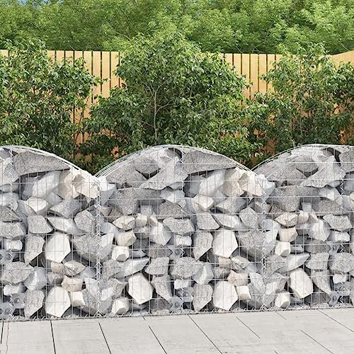 Hovothy Gabion avec arche haute, panier métallique pour mur de jardin, mur de pierre, gabion, clôture pour briques, mur de plantes, panier à gabion, panier à gabion, panier à gabion, argenté, 100 x 50