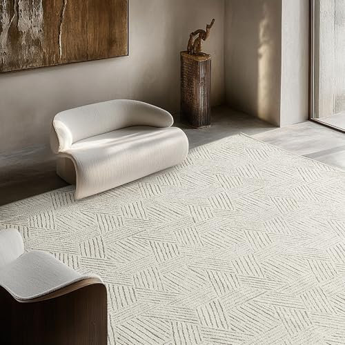 PONY DANCE Rutschfester Teppich Wohnzimmer Modern 160x230 cm Leichter und Faltbarer Teppich Waschbar in Waschmaschine für Schlafzimmer/Esszimmer, Sechseck Taupe