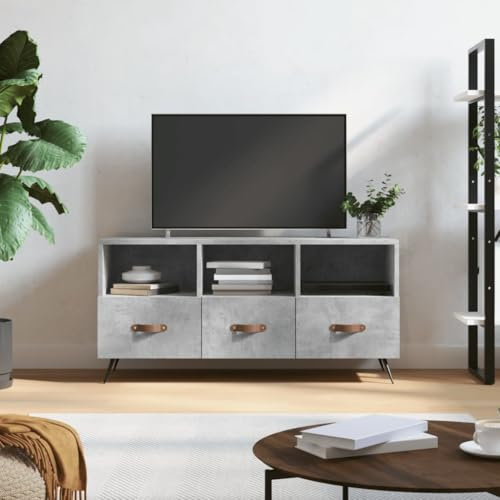 Iiaky TV-Schrank Betongrau 102x36x50 cm Holzwerkstoff Industrial Design Tv Board Holz