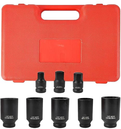Llaves de Vaso, que Cuadrada del Conductor y Casquillo del Conductor, es Adecuado para Reparación de Automóviles, Acero al Cromo Vanadio de Alta Resistencia, Resistente al Desgaste (negro)