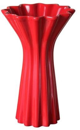 XFZJCHAP Bodenvase Keramikvase, modische und Schlichte Vase, hochwertige Hydrokulturvase, rote Blumengefäßvasen für Tafelaufsätze (Farbe: groß)