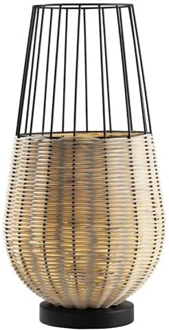 casa NOVA Tischlampe - H 50,5 cm - Braun - Schwarz - Metall